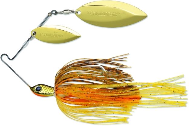 Picture of Terminator Lures Super Stainless Spinnerbait, 3/8 Oz, Pumpkinseed, Gold Willow Blade