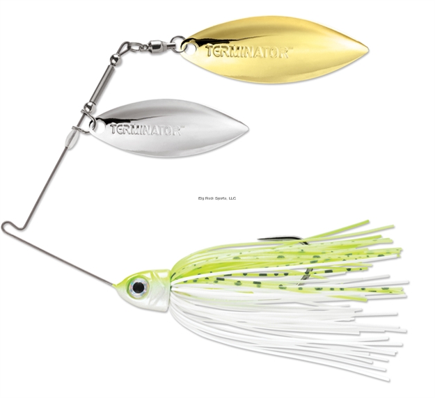 Picture of Terminator Pro Series Spinnerbait, 3/8Oz, Double Willow, Nickel & Gold, Chartreuse And White Shad, 1 PK