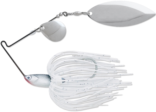 Picture of Terminator Lures T-1 Original Titanium Spinnerbait, 3/8 Oz,  Colorado/Willow Blades, Bright White Shad