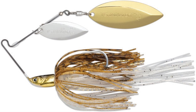 Picture of Terminator Lures T-1 Original Titanium Spinnerbait, 3/8 Oz, Gold Shiner, Gold/Nickel Willow Blade