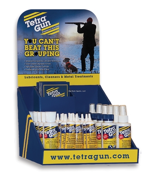 Picture of Tetra Counter Display 11 Includes: Grease (17), Lubricant (6), Copper Solvent (6), Cleaner Degreaser (6)