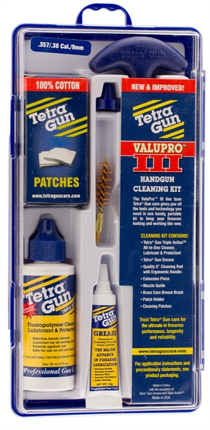 Picture of Tetra Valupro Iii Cleaning Kit For 9Mm: Rod, Bronze Brush, Cotton Patches, Patch Holder, Clp, Grease, Bore Guide