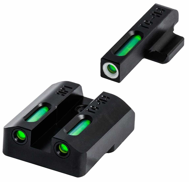 Picture of TG Truglo -13Ks1a Tfx  3-Dot Set Green W/White Outline Front, Green Rear Tritium/Fiber Optic Nitride Fortress Frame For Century Canik Tp9
