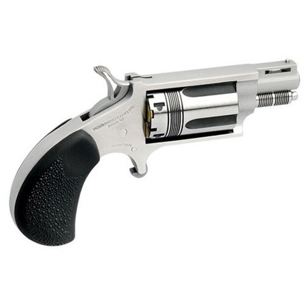 Picture of North American Arms 22Mstw Wasp Snub Nose 22 Wmr 5 Shot 1.13" Stainless Steel Vent Rib Barrel, Stainless Steel Frame & Cylinder, Black Pebbled Rubber Grip, Exposed Hammer NAA-22MS-TW