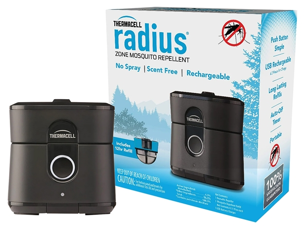Picture of  Thermacell Lz1w Radius Zone Rechargeable Repeller Black Effective 15 FT Odorless Scent Repels Mosquito Effective UP TO 12 Hrs 843654003917