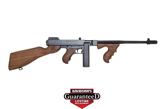 Picture of  Thompson T114 1927A-1 Deluxe 45 Acp Caliber With 16.50" Barrel, 20+1 Capacity (Stick), Blued Metal Finish, American Walnut Stock Wood Grip Fixed Compensator Right Hand 602686441001