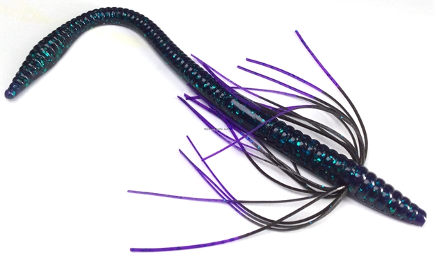 Picture of Tightlines UV Finesse Worm 6"Junebug With Purple Tip