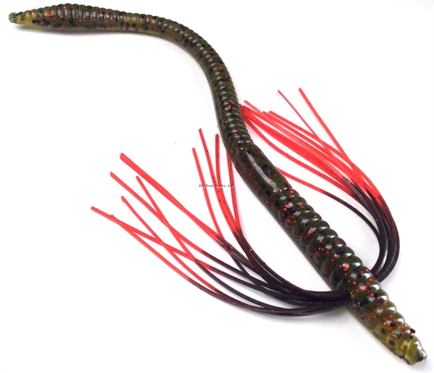 Picture of Tightlines UV Finesse Worm 6"Watermelon Red Flake With Black Red Tip