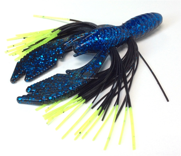 Picture of Tightlines UV Hy-Brid Craw - Rattling, Blue Black With Chartreuse Tip, 4"