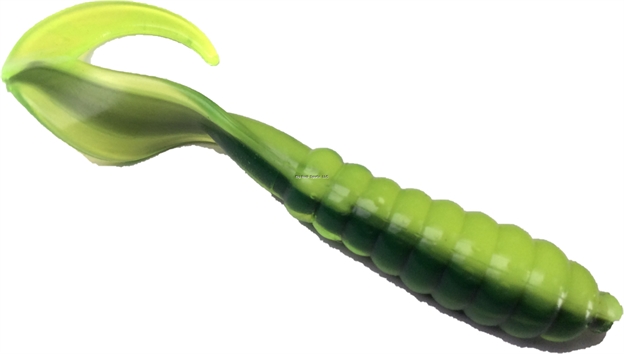 Picture of Tightlines UV Walleye Grub - Chartreuse Black White, 4"