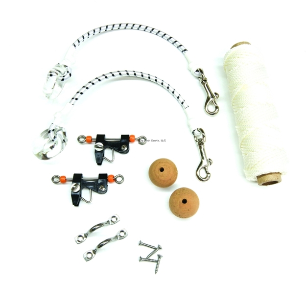 Picture of Tigress Economy Outrigger Single Rigging Kit, UP TO 15', White Nylon Braid, Release Clips, Cork Stops, Glass Ring Snubbers