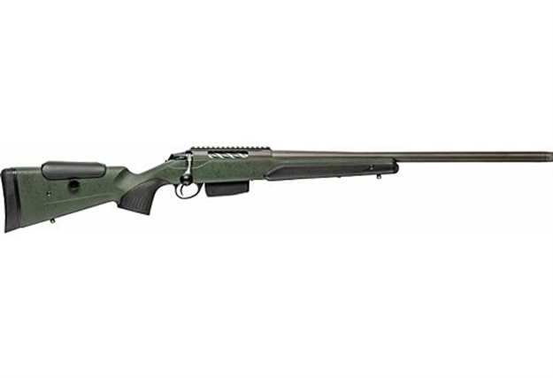 Picture of  Tikka Jrtxrsv382 T3x Super Varmint 6.5 Creedmoor 5+1 23.70" Barrel, Tungsten Cerakote Metal Finish, Black Webbed Green Roughtech Stock