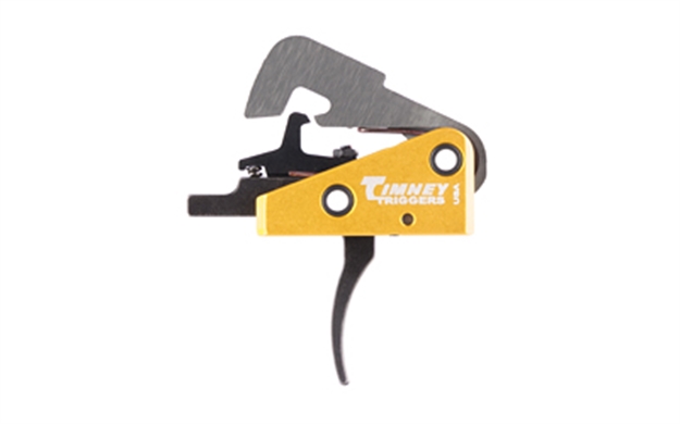 Picture of  Timney Triggers 670 Competition Trigger  Single-Stage Curved Trigger With 4 Lbs Draw Weight & Black/Gold Finish For Ar-10 081950670000