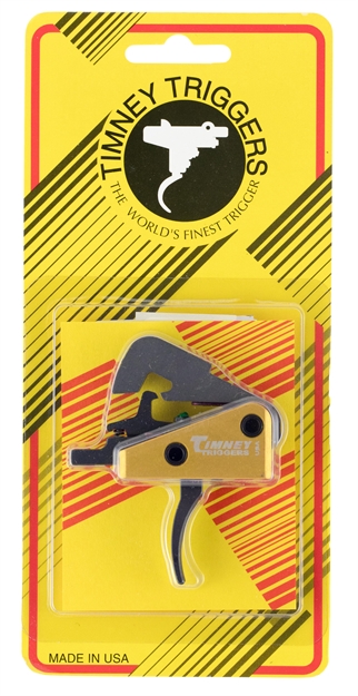 Picture of  Timney Triggers 670 Competition Trigger  Single-Stage Curved Trigger With 4 Lbs Draw Weight & Black/Gold Finish For Ar-10 081950670000