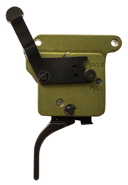 Picture of  Timney Triggers 510V2thin Elite Hunter  Thin Curved Trigger With 3 Lbs Draw Weight & Black/Green Finish For Remington 700 Right