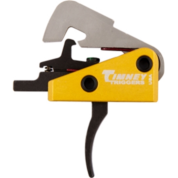 Picture of  Timney Triggers 670 Competition Trigger  Single-Stage Curved Trigger With 4 Lbs Draw Weight & Black/Gold Finish For Ar-10