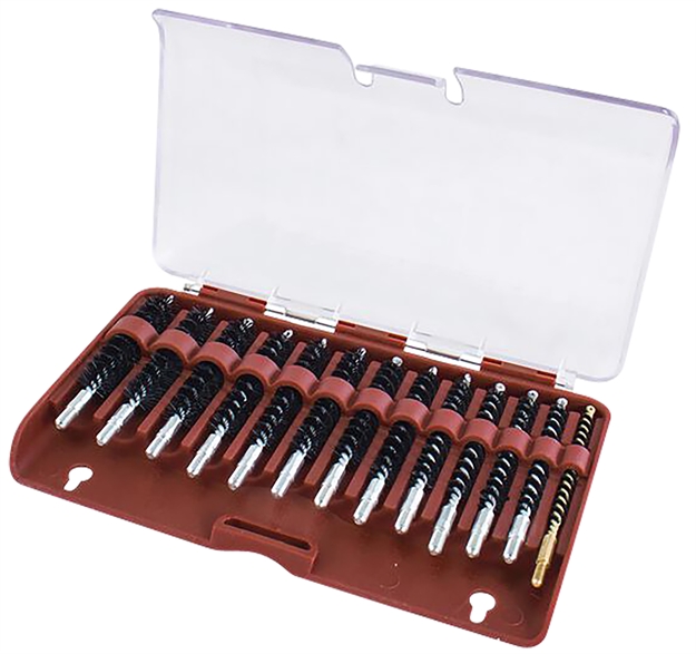 Picture of  Tipton 615333 Bore Brush Set  .17-.45 Cal Rifle Firearm 8-32/5-40 Thread Stainless Steel Nylon Bristles Bronze Includes Storage Box 661120153337