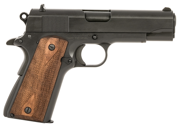 Picture of Tisas 10100116 1911 A1 Tank Commander 9Mm Luger 9+1 4.25" Black Steel Barrel, Manganese Phosphate Coated Serrated Carbon Steel Slide & Frame W/Beavertail, Turkish Walnut Grip 1911A1TC9