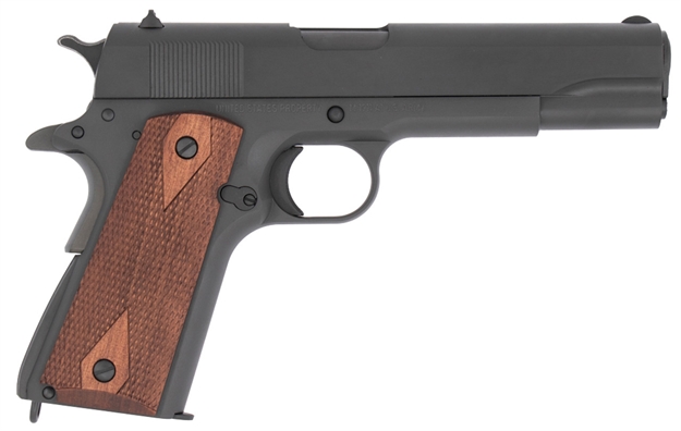 Picture of  Tisas 10100539 1911 A1 US Army Wwii 45 Acp 7+1 5" Black Steel Barrel Manganese Phosphate Coated Serrated Carbon Steel Slide & Frame W/Beavertail