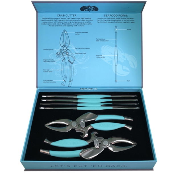 Picture of Toadfish Crab & Lobster Tool Set - 2 Crab Cutters And 4 Seafood Forks IN Gift Set Packaging