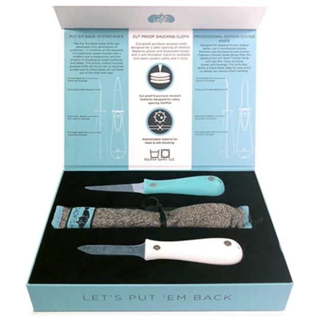 Picture of Toadfish Shucker's Bundle, 2 Oyster Knives, 1 Shucking Cloth IN Gift Set Packaging