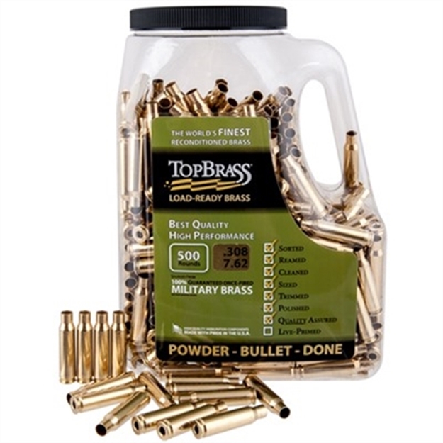 Picture of Top Brass Llc 8B308winmy-5C-J Premium Reconditioned  308 Win Rifle Brass 500 Per Jug DP8B308WINMY5CJ 818424011232