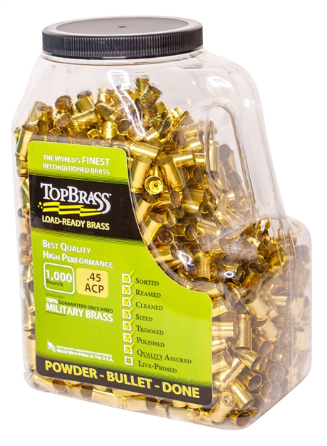 Picture of Top Brass Llc Brass Once Fired Unprimed Brass .45Acp 1000Ct Jug