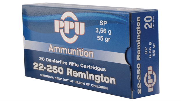 Picture of Ppu Rifle Ammo 22-250 Rem, Sp, 55 Grains, 3680 Fps, 20, Boxed