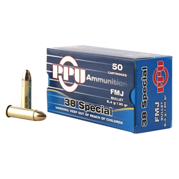 Picture of  Ppu Pph38sf Handgun  38Special 130Gr Full Metal Jacket 50 Per Box/10 Case 605003813071