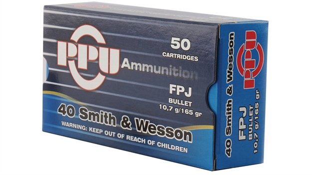 Picture of Ppu Pistol Ammo 40 S&W, Fmj, 165 Gr, 968 Fps, 50 Rnd, Boxed
