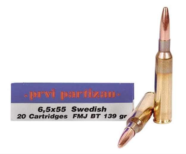 Picture of Ppu Rifle Ammo 6.5X55mm Swedish, Fmjbt, 139 Grains, 2525 Fps, 20, Boxed
