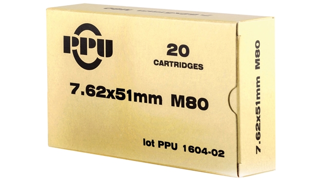Picture of Ppu Rifle Ammo 7.62X51 Nato Fmjbt 145Gr M80/20Rds