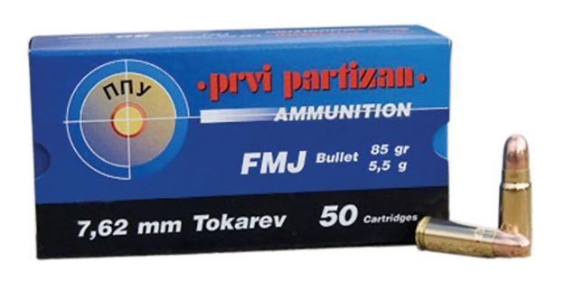 Picture of Ppu Pistol Ammo 7.62X25 Tok, Fmj, 85 Gr, 1720 Fps, 50 Rnd, Boxed