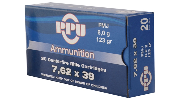 Picture of Ppu Rifle Ammo 7.62X39, Fmj, 123 Grains, 2350 Fps, 20, Boxed