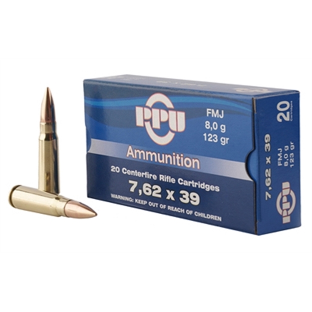 Picture of  Ppu Pp76239f Metric Rifle  7.62X39mm 123 GR 2350 Fps Full Metal Jacket (Fmj) 20 Bx/50 CS 605003812838