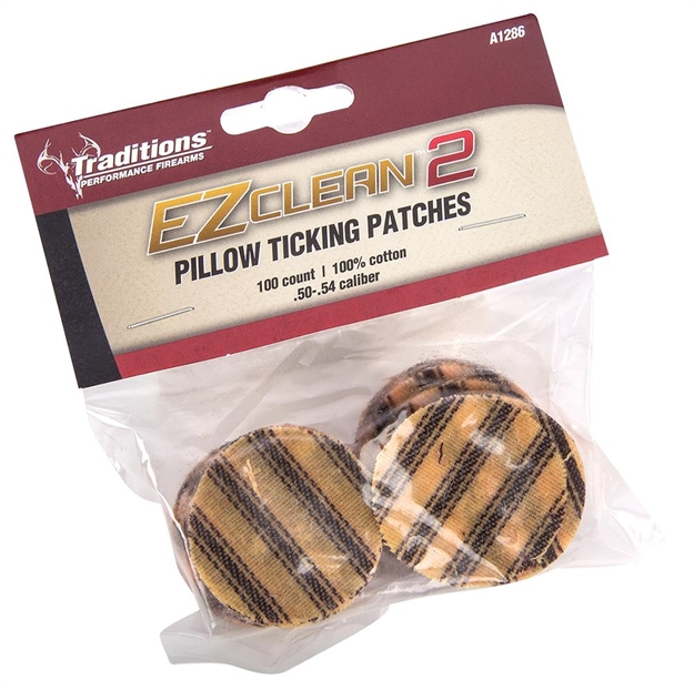 Picture of  Traditions A1286 EZ Clean 2 Pillow Ticking Patches .50 .54 Cal Cotton 100 Per Pack