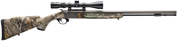 Picture of  Traditions Cr5841104421 Nitrofire W/Scope 50 Cal 209 Primer 26" Gray Cerakote Fluted & Tapered Barrel, Drilled & Tapped Receiver, Realtree Edge Fixed Synthetic Stock, 3-9X40mm Duplex 040589029665