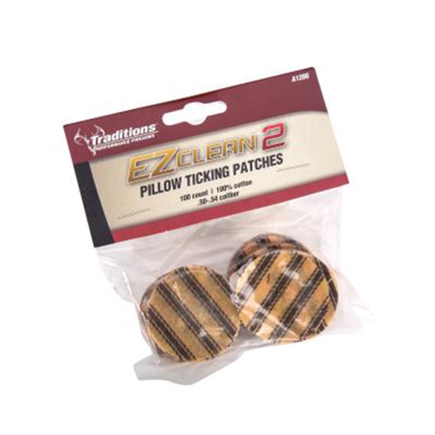 Picture of  Traditions A1286 EZ Clean 2 Pillow Ticking Patches .50 .54 Cal Cotton 100 Per Pack 040589020525