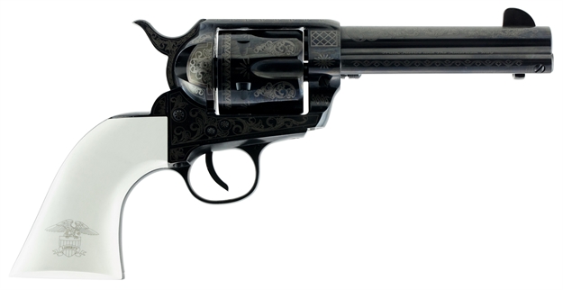 Picture of  Traditions Sat73122lib 1873 Liberty 45 Colt (Lc) 6Rd 4.75" Blued Engraved Steel White Pvc Grip