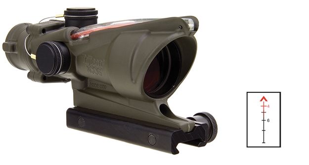 Picture of Trijicon 100309 Acog 4X 32Mm Obj 36.8 FT @ 100 Yds Fov  OD Green Dual Illuminated Red Chevron