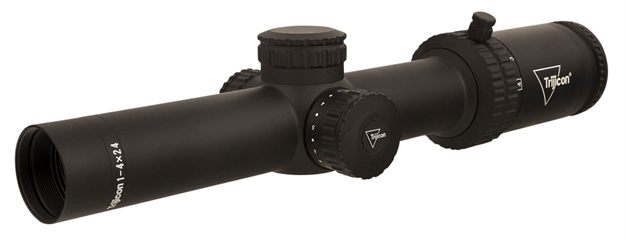 Picture of Trijicon Credo 1-4X24 Second Focal Plane (Sfp) Riflescope W/ Red Mrad Ranging, 30Mm Tube, Matte Black, Low Capped Adjusters CR424-C-2900011