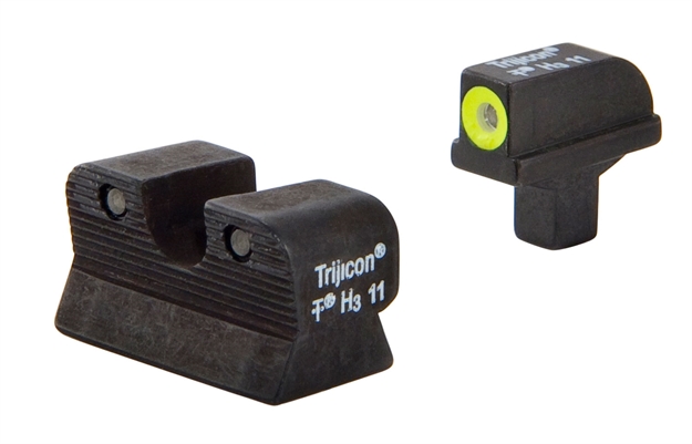 Picture of  Trijicon 600514 HD Night Sights  Green/Tritium Yellow Outline Front Sight-Green Tritium Black Outline Rear Sight Colt 1911