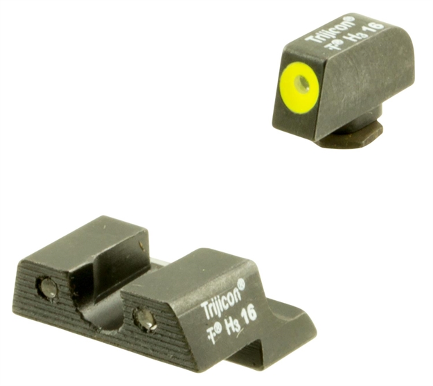 Picture of Trijicon 600784 HD Night Sights  Green/Tritium Yellow Outline Front Sight-Green Tritium Black Outline Rear Sight Glock 42/43 Small Frame GL113-C-600784