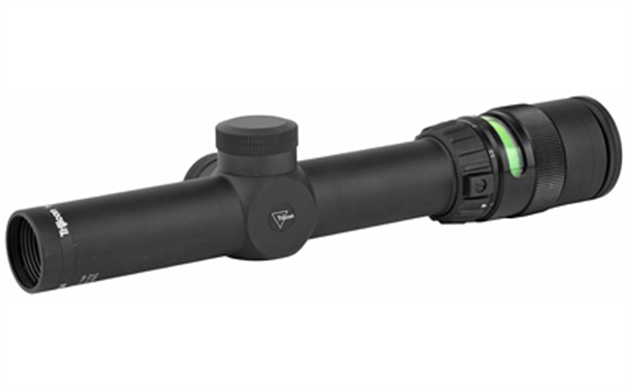 Picture of Trijicon 200057 Accupoint  Black Hardcoat Anodized 1-4X 24Mm 30Mm Tube Illuminated Green Triangle Post Reticle TR24G