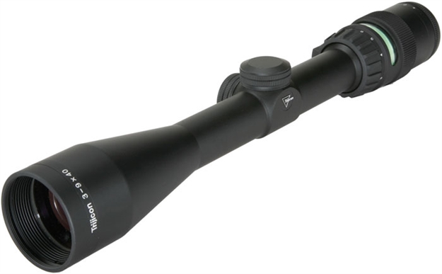 Picture of Trijicon 200005 Accupoint  Black Hardcoat Anodized 3-9X40mm 1" Tube, Illuminated Mil-Dot Crosshair W/Green Dot Reticle TR20-2G 719307400429