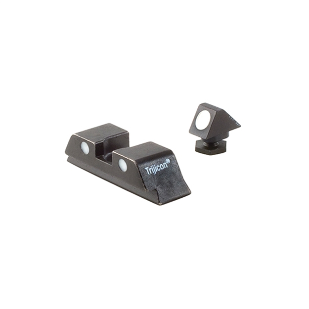 Picture of  Trijicon 600234 Bright & Tough Steel Sights  Black White Dot Front Sight-Black White Dots Rear Sight-Glock 17 Mos/19 Mos/34 Mos (No Tritium) Standard Frame 719307200296
