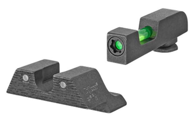 Picture of Trijicon 601106 DI Night Sight Set Green Tritium/Fiber Optic/Black Outline Front, Green Tritium Rear, Black Frame, Fits Glock 42/43/43X/48 Excludes Mos GL813C601106