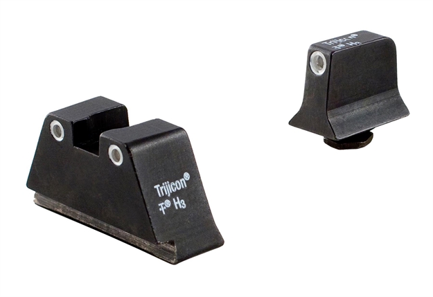 Picture of Trijicon 600649 Suppressor/Optic Height Sights  Green/Tritium White Outline Front Sight-Green/Tritium White Outline Rear Sight Glock 17/17L/19 Standard Frame GL201-C-600649 719307211162