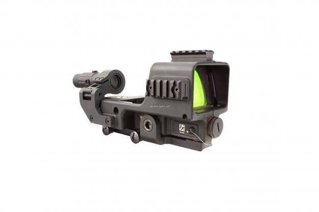 Picture of Trijicon Mgrs And Mag Machine Gun Reflex Sight Combo, Segmented Circle Red Dot, 3X Magnifier, 3.0 Moa, M2/M240