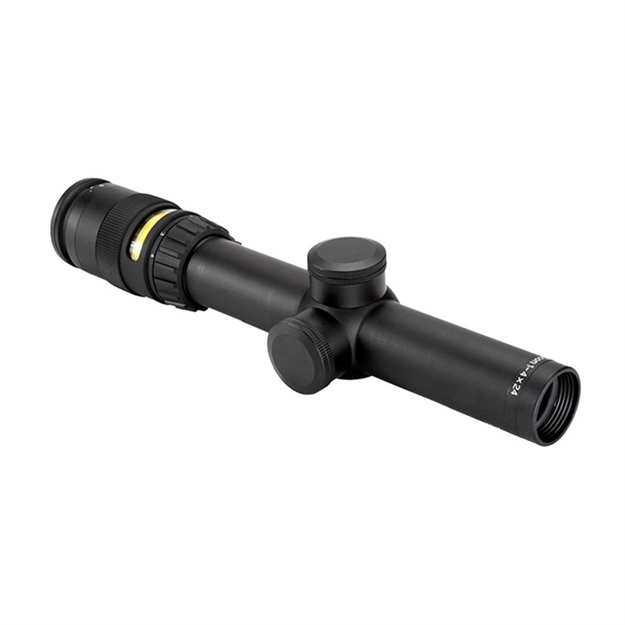 Picture of Trijicon 200052 Accupoint  Black Hardcoat Anodized 1-4X 24Mm 30Mm Tube Illuminated Amber Triangle Post Reticle TR24 719307400306